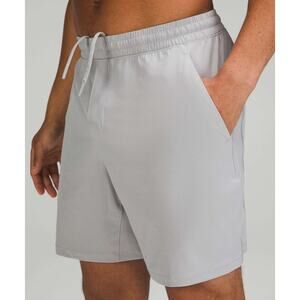 Lululemon Pace Breaker Mens Shorts L Gray Pocket Drawstring Elastic Waist Logo